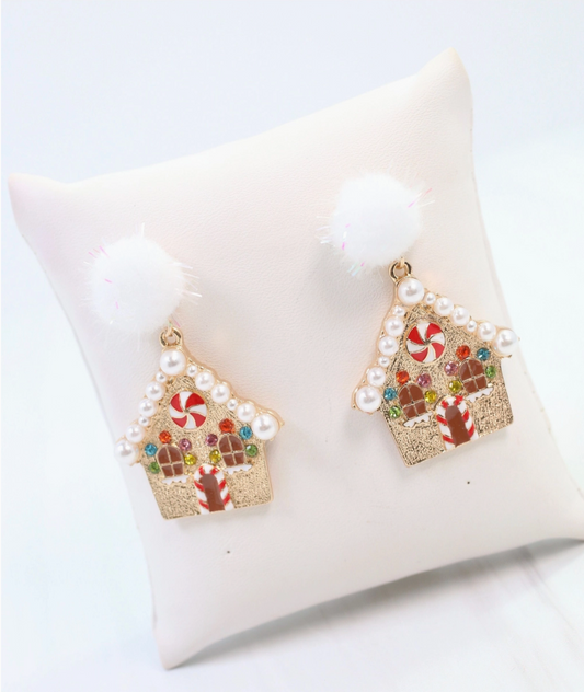 Jingle Gingerbread House Earring Gold