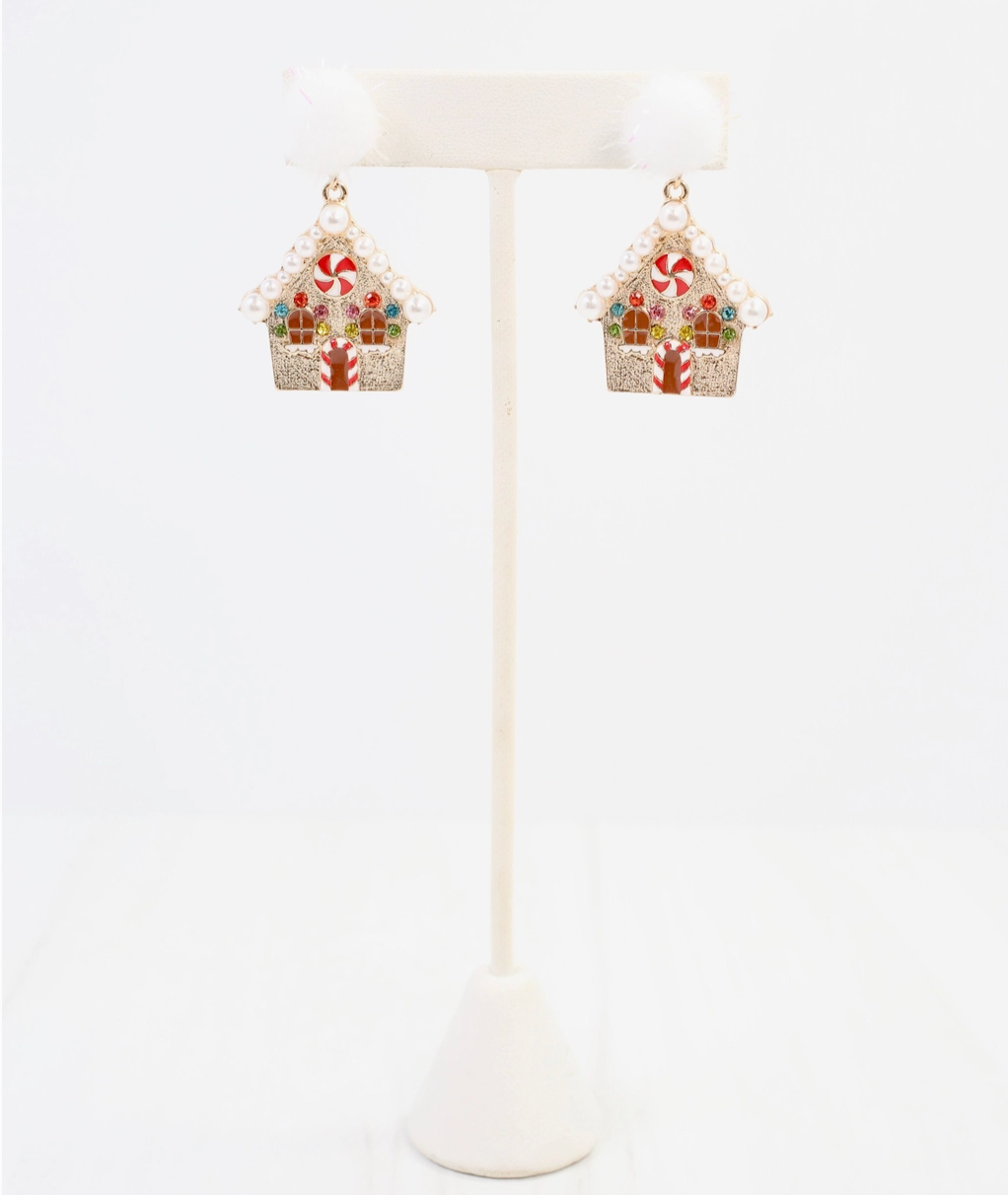 Jingle Gingerbread House Earring Gold