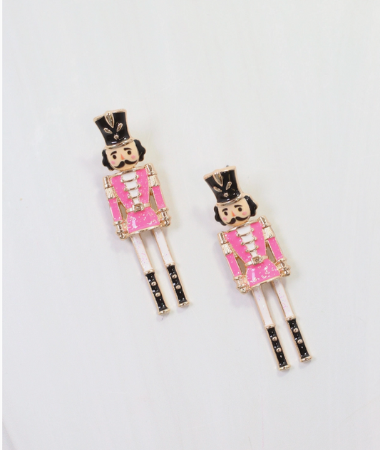 Naughty or Nice Nutcracker Earring Hot Pink