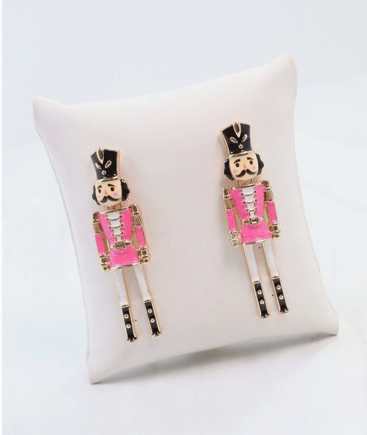 Naughty or Nice Nutcracker Earring Hot Pink