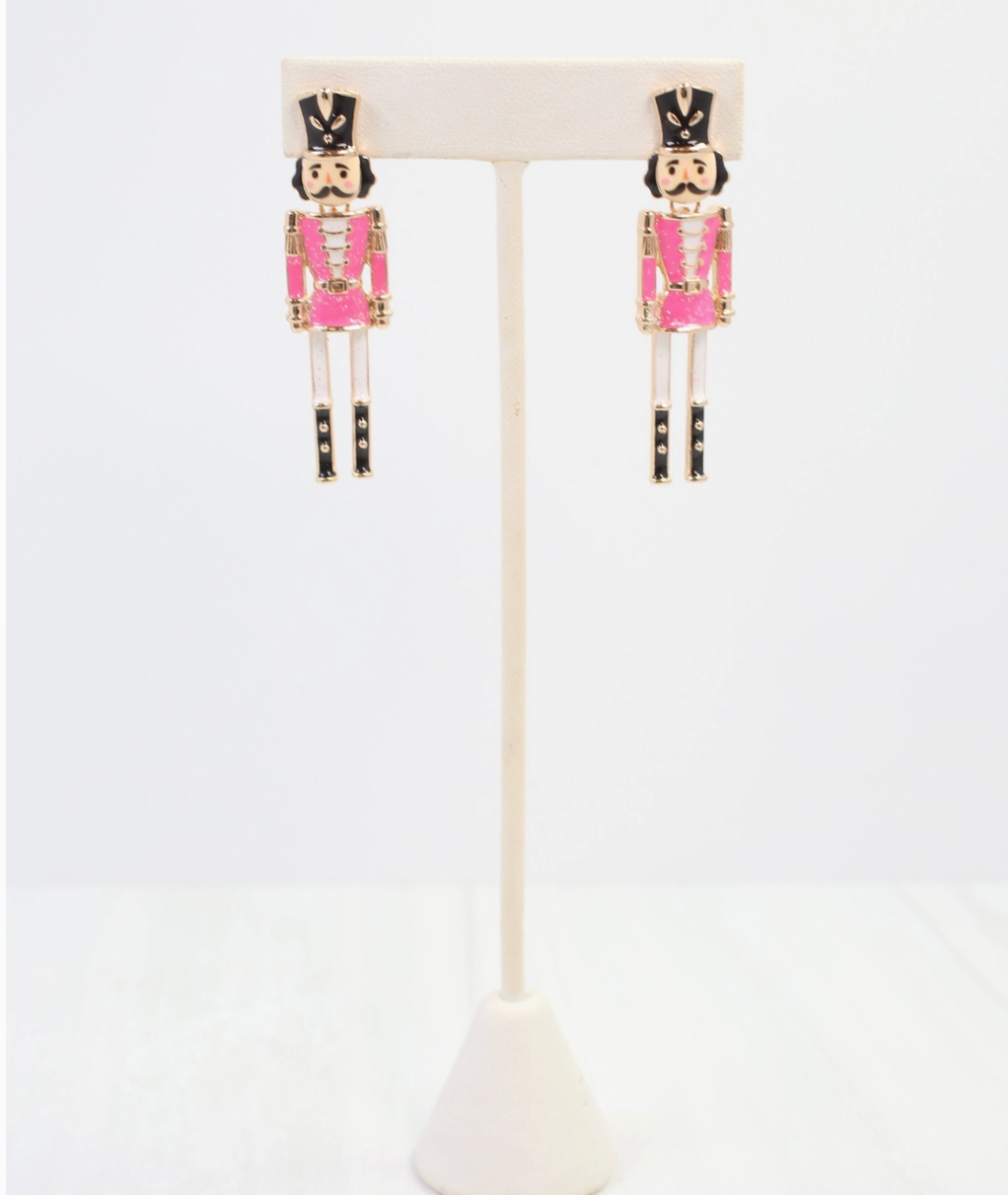 Naughty or Nice Nutcracker Earring Hot Pink