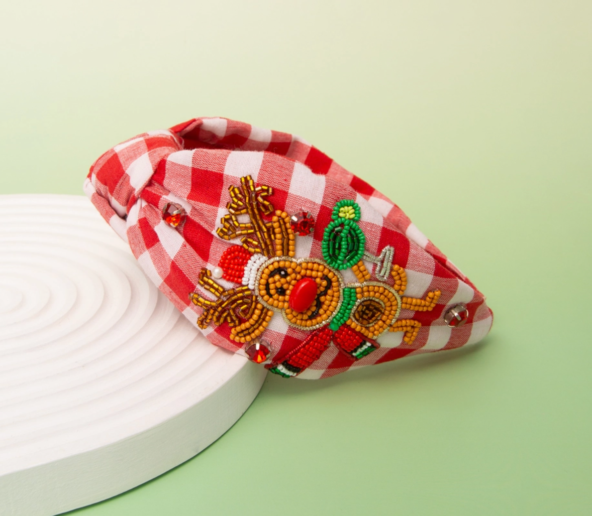 Reindeer Beaded Top Knot Headband