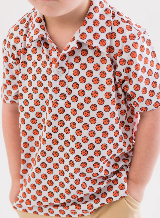 Boys Basketball Madness Knit Short Sleeve Performance Polo