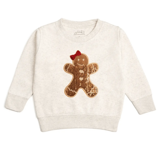 Gingerbread Sequin Patch Christmas Sweatshirt