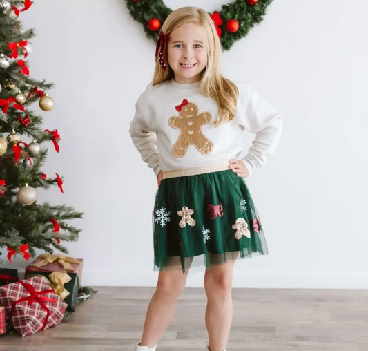 Gingerbread Sequin Patch Christmas Sweatshirt