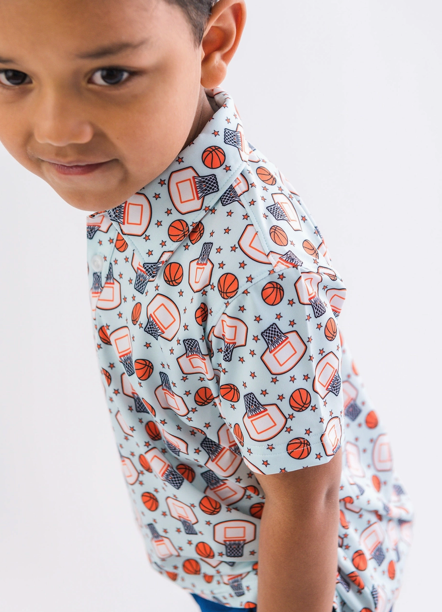 Boys Basketball Star Knit Short Sleeve Performance Polo