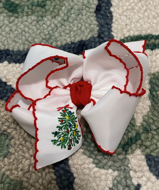 1/4"Pantyhose Headband W/Embroidered Tree Crochet Edge Bow