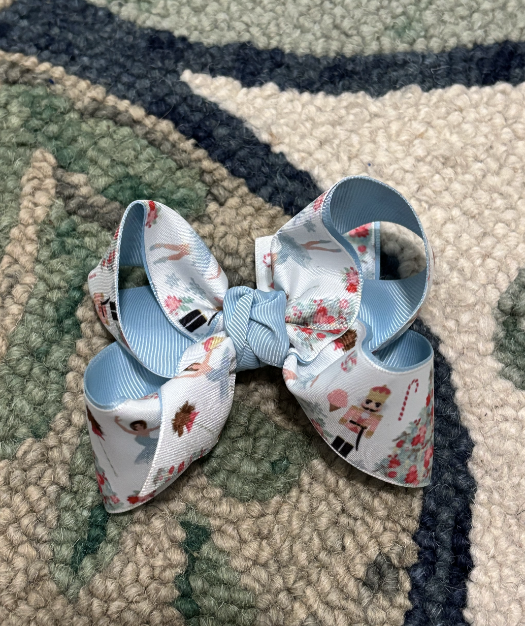 Layered Christmas Nutcracker Pastel Bow On Alligator Clip