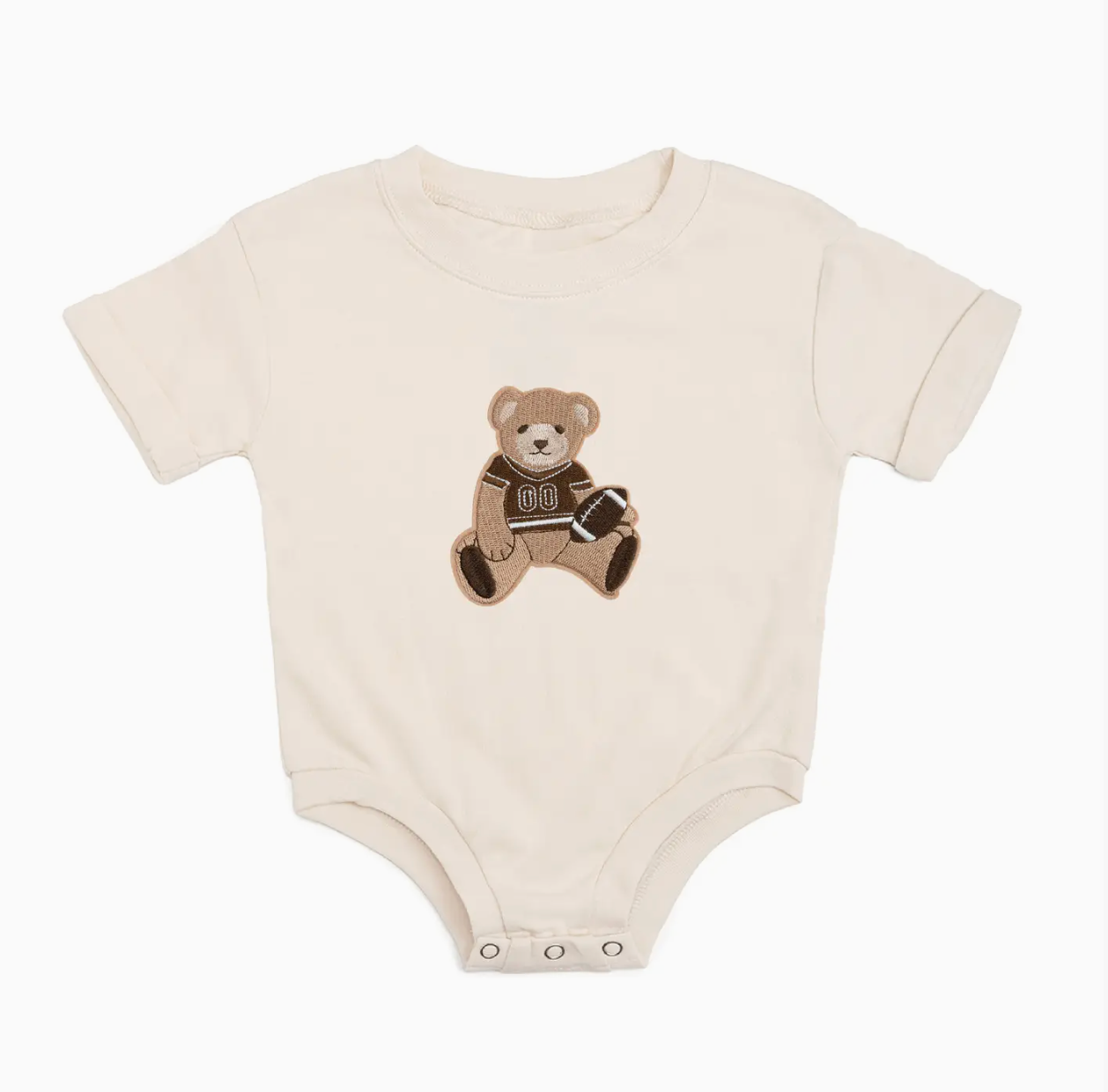 Teddy Bear Patch Short Sleeve Romper