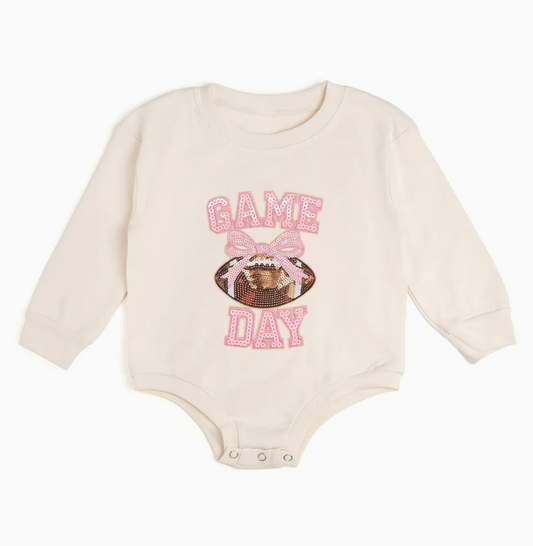 Game Day Sequin Patch Long Sleeve Romper