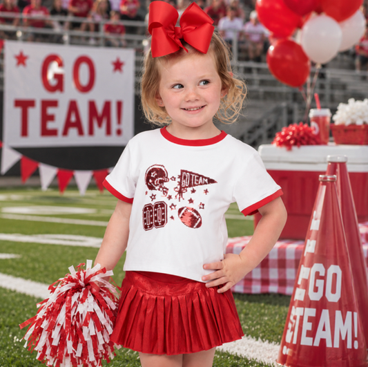 Sequin Football Elements Boxy T - Red