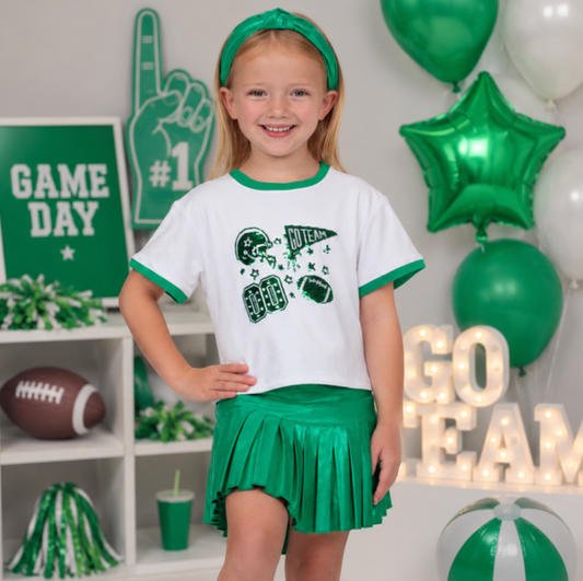 Sequin Football Elements Boxy T - Green