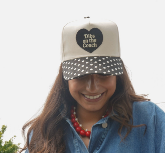 Dibs On the Coach Hat - Black Polka Dot