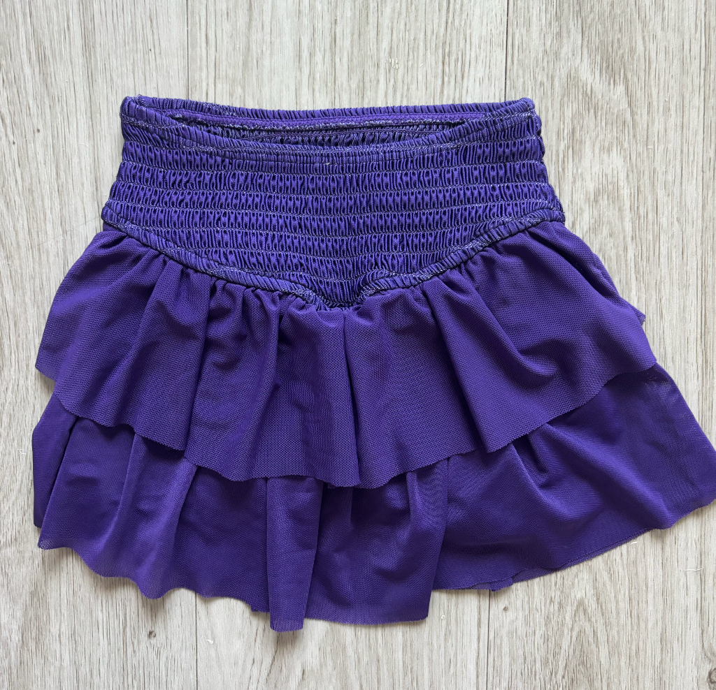 Smocked Mesh Skort - Purple