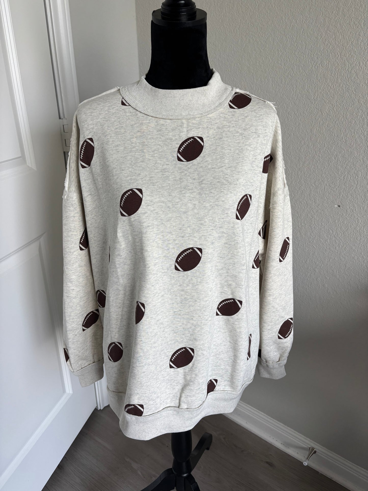Reversible Gameday & Football Mock Neck Sweatshirt - Gray