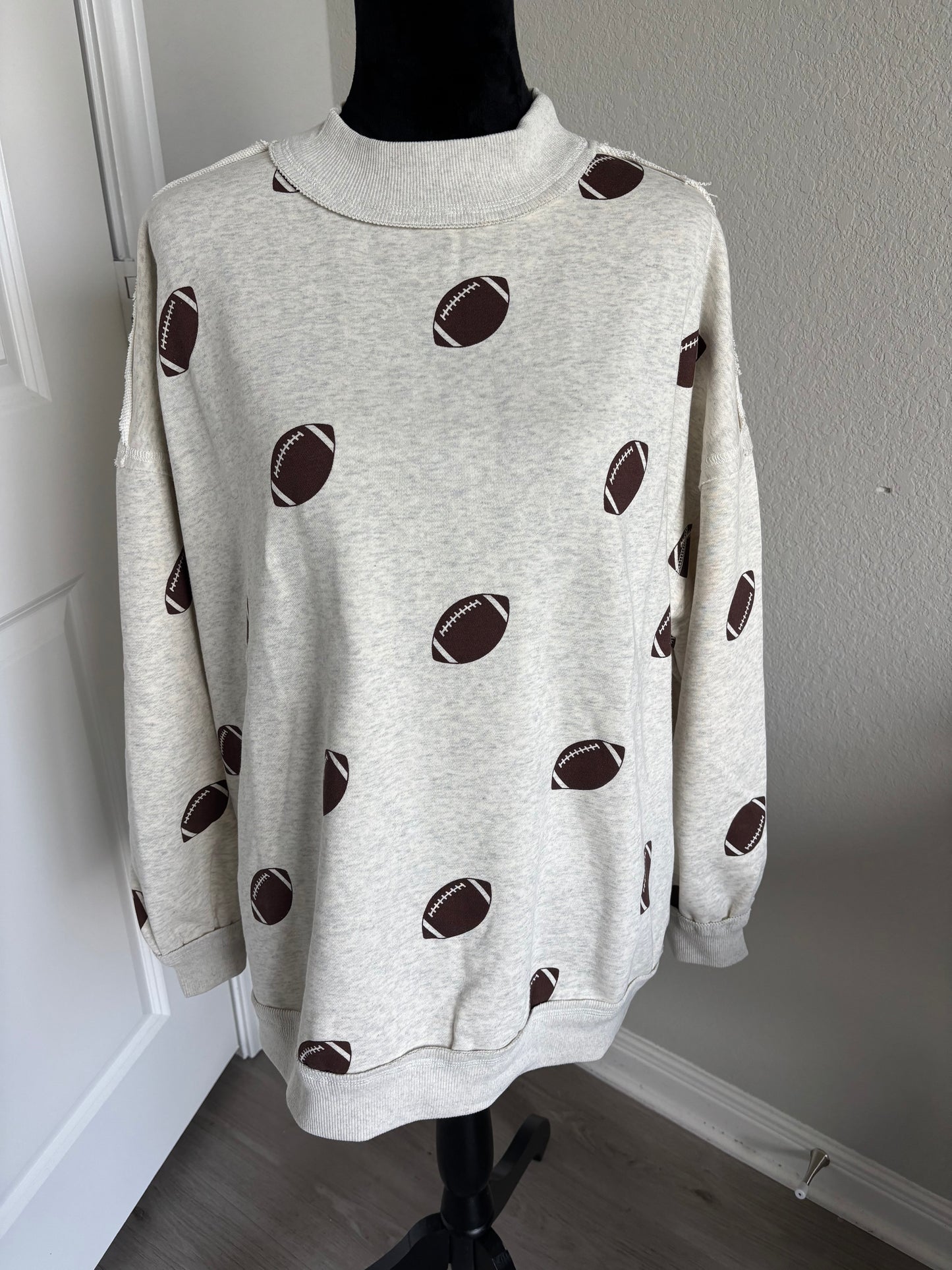 Reversible Gameday & Football Mock Neck Sweatshirt - Gray
