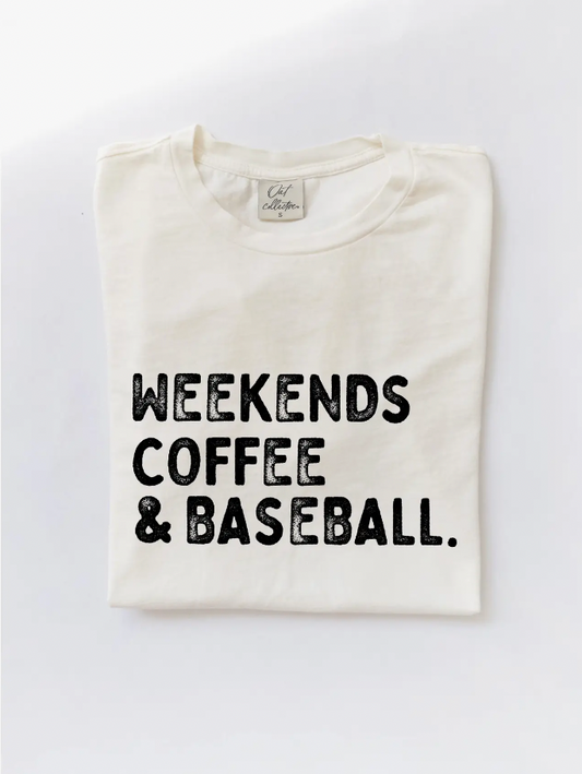 Weekends Coffee and Baseball Mineral Washed Graphic Top