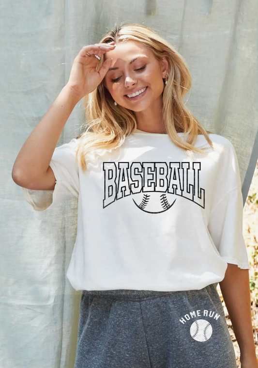 Baseball Mineral Washed Graphic Top