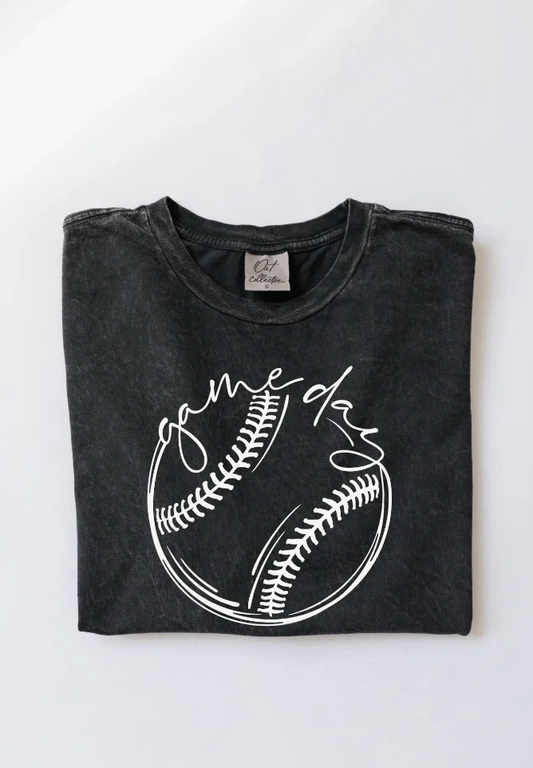 Game Day Baseball Mineral Washed Graphic Top