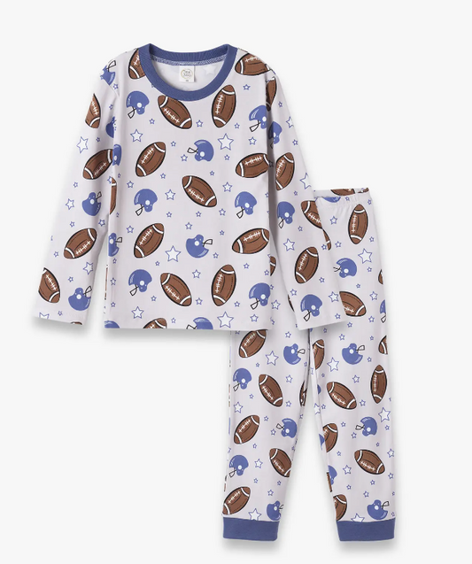 Game Day Blue Kid's Bamboo Pajama Set