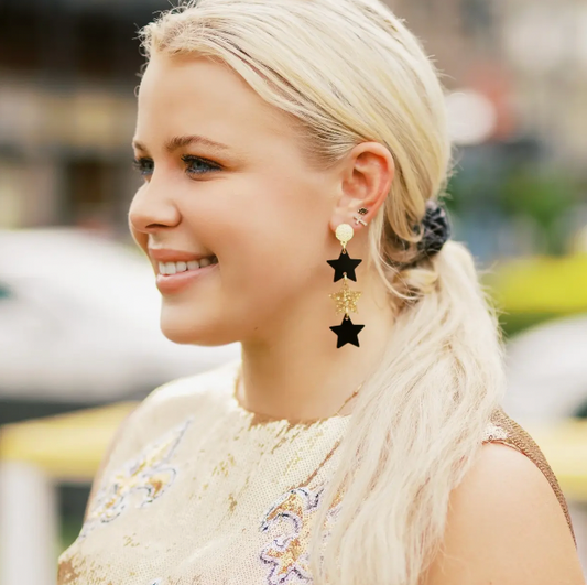 Triple Stars Earrings - Black