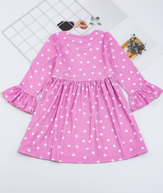 Pink Polka Dot Football Ruffle Dress