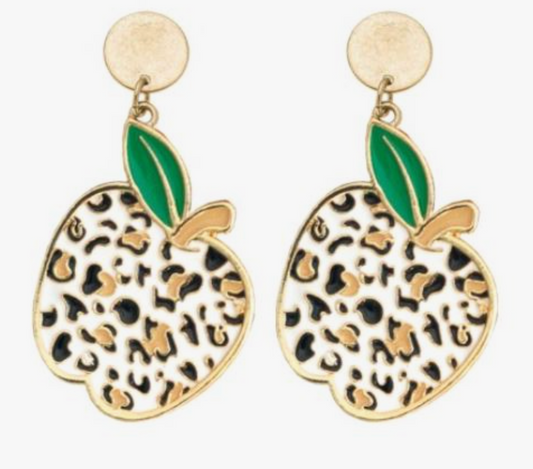 Leopard Apple Enamel Earrings