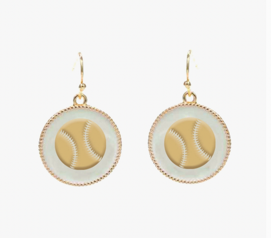 White Baseball Earrings