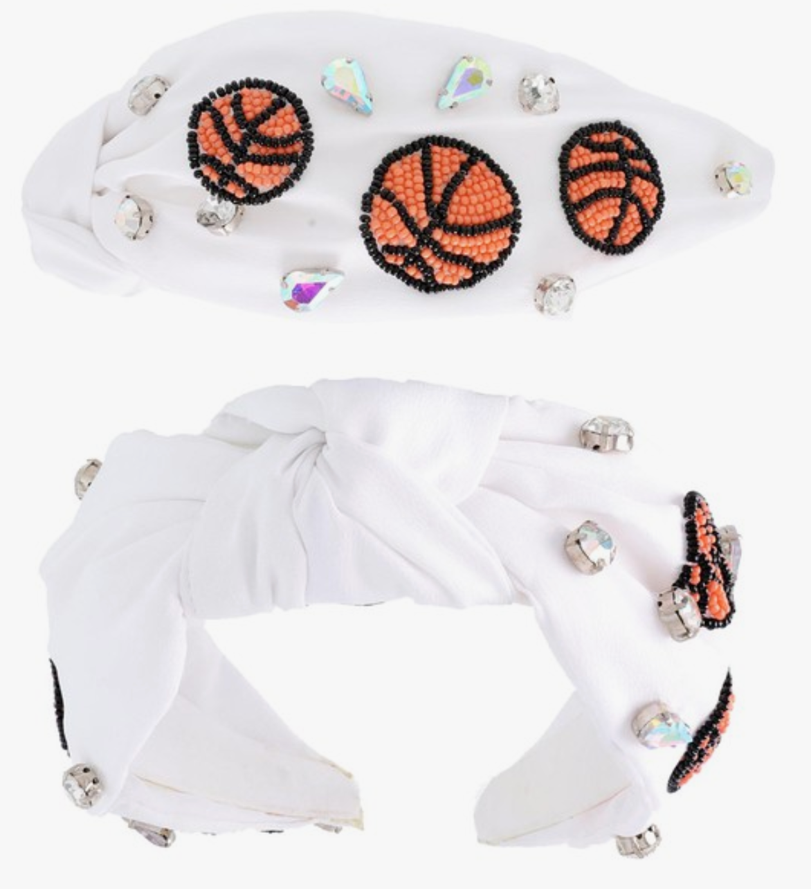 Game Day Beaded Basketball Knotted Headband