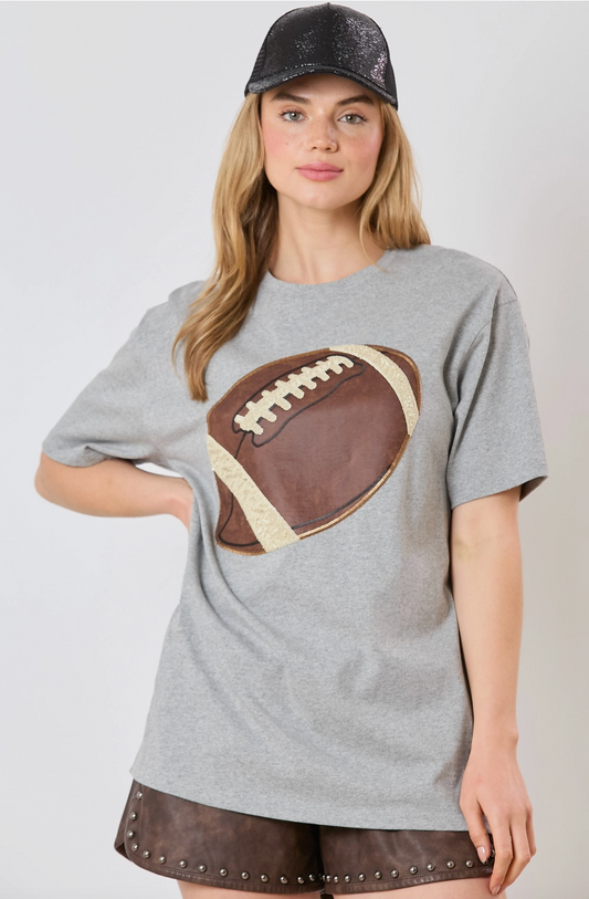 Football Short Sleeve Top Gray