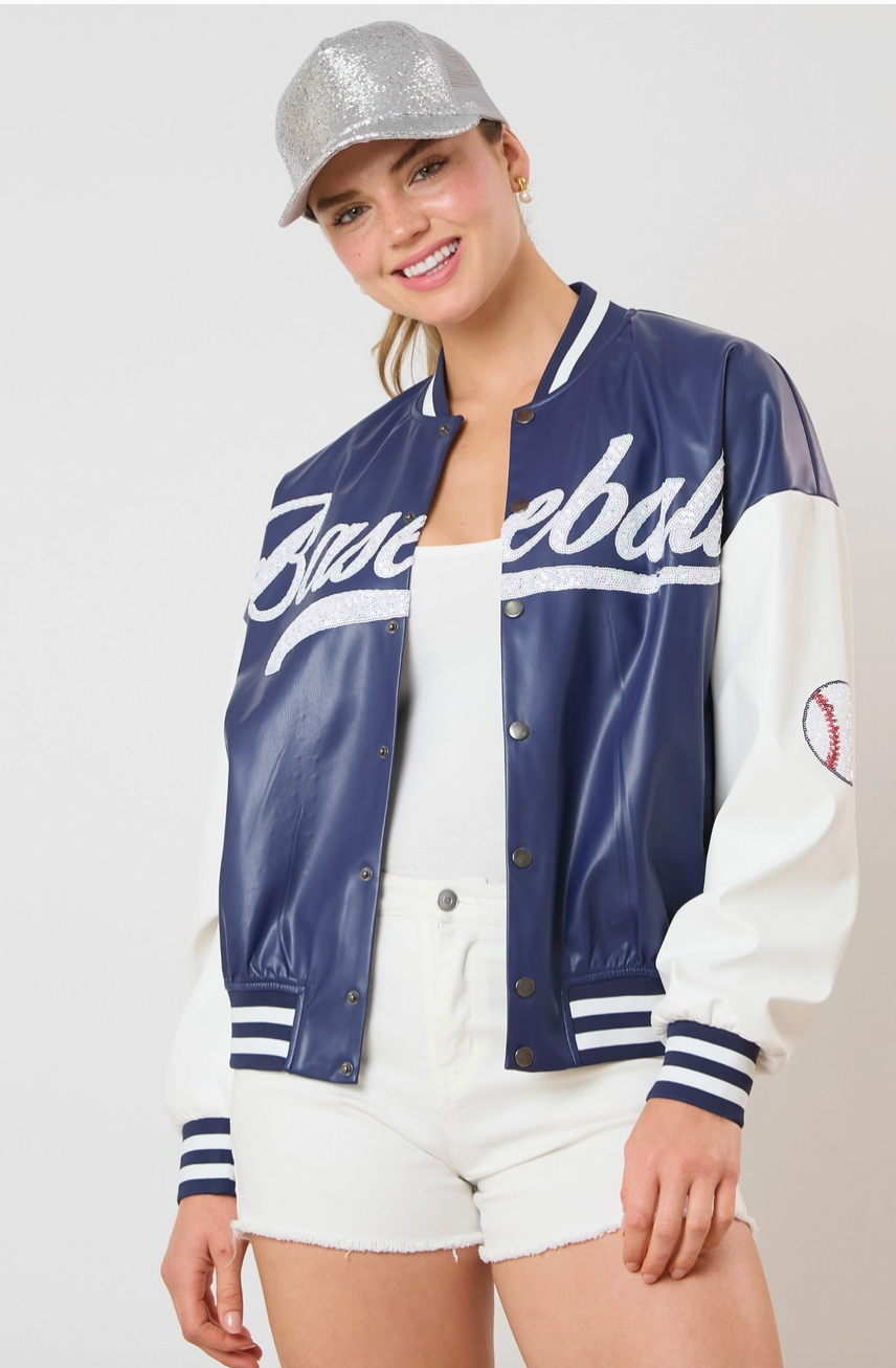 'Baseball' Sequins Baseball Jacket