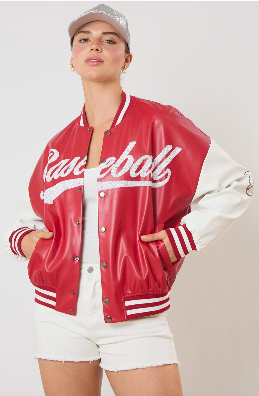 'Baseball' Sequins Baseball Jacket