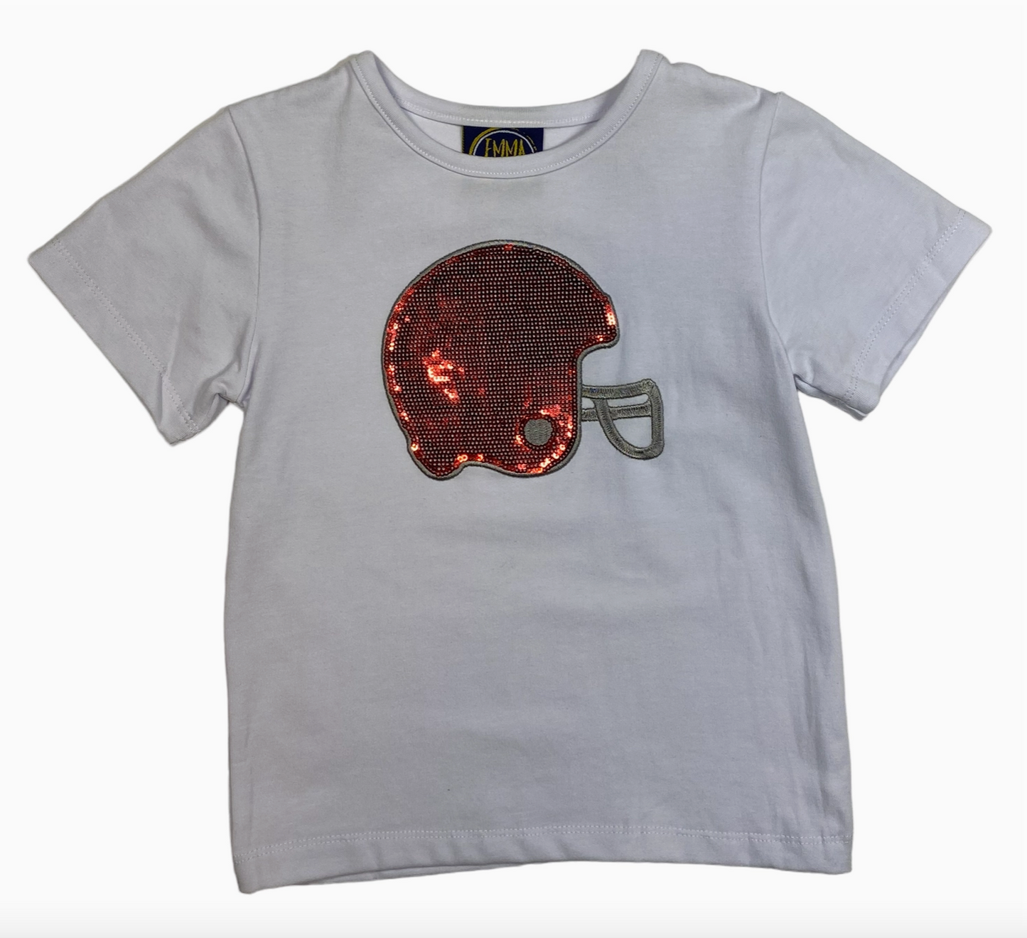 Kids Red Helmet Football Sequin T-Shirt