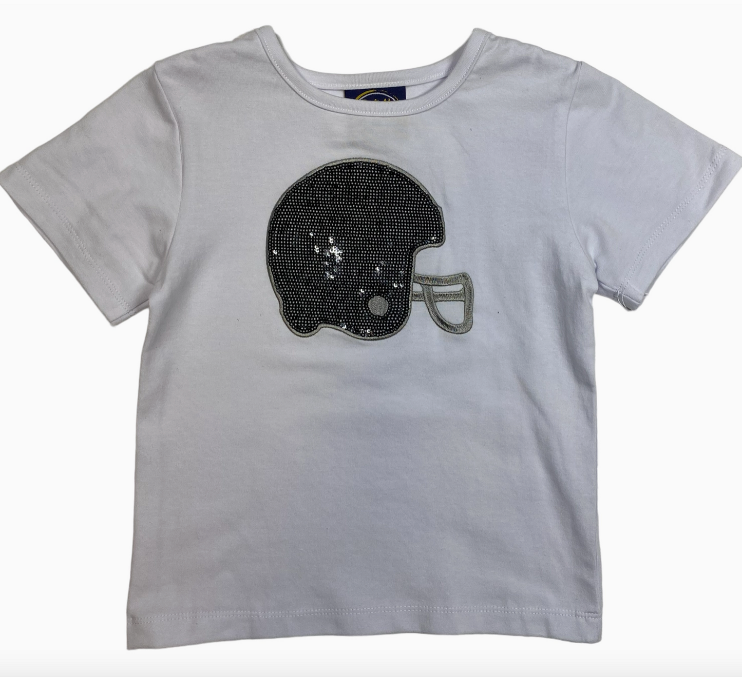 Kids Black Helmet Football Sequin T-Shirt