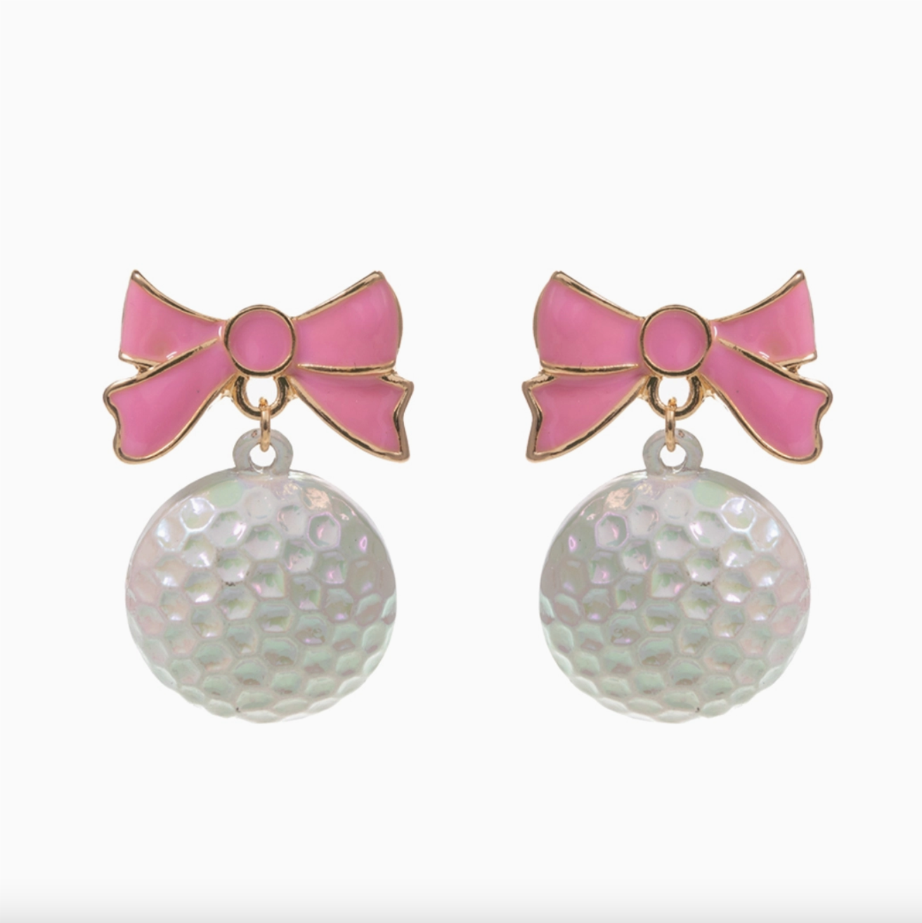 Golf Ball with Enamel Bow Post Earrings