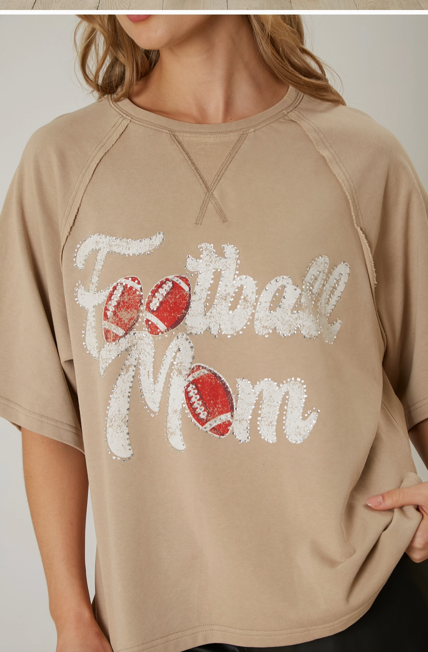 Football Mom Washed Tee - Tan