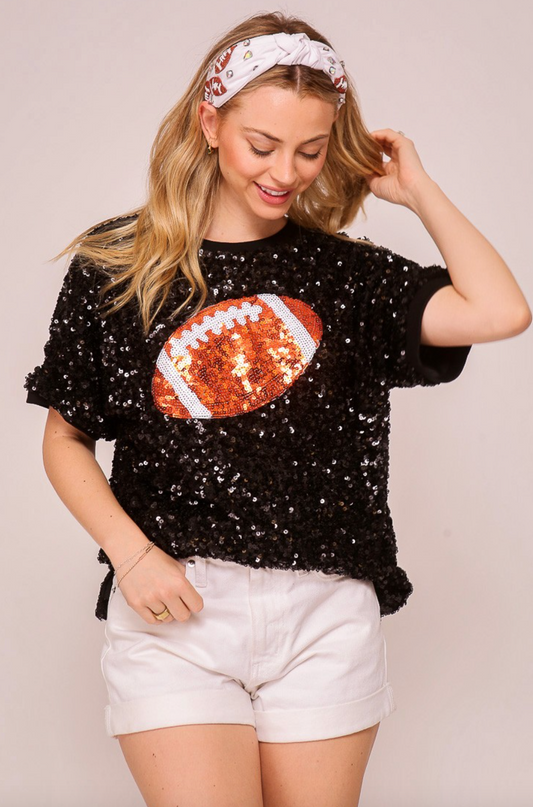 Game Day Football Full Sequin Top