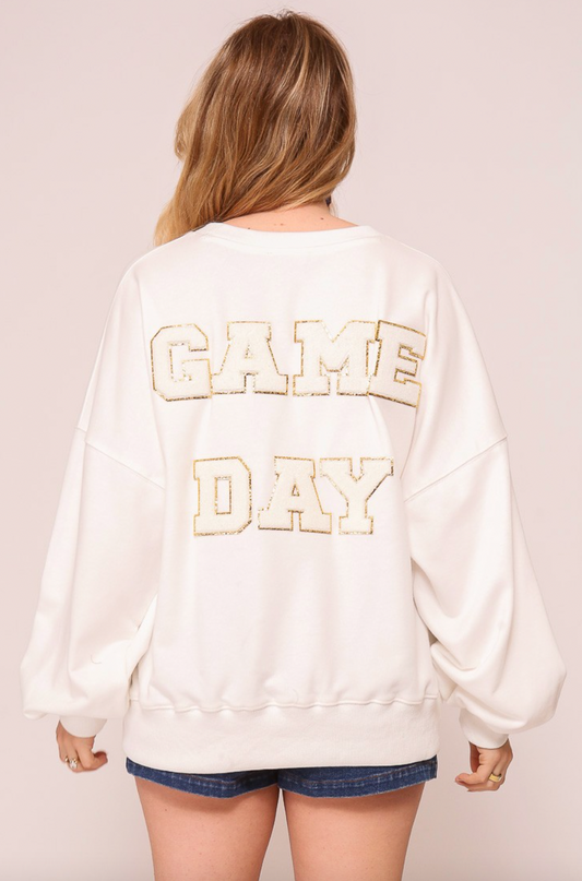 Game day Football Crewneck Sweater - White