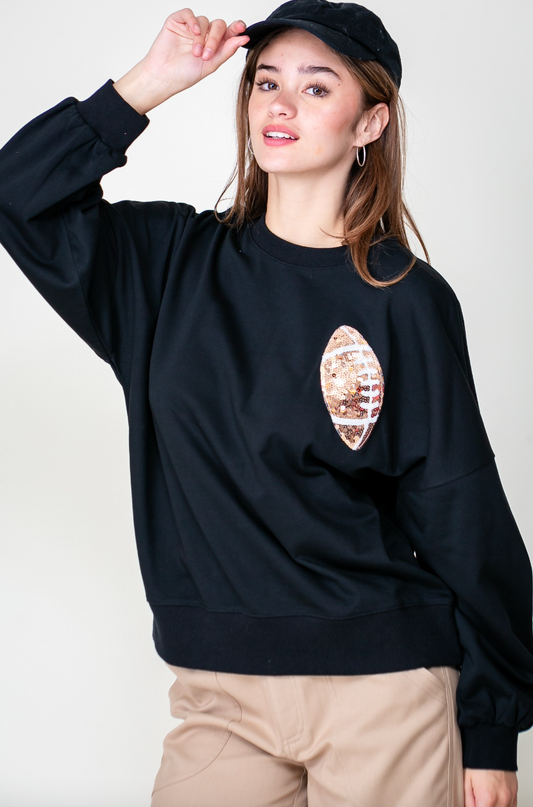 Game day Football Crewneck Sweater - Black