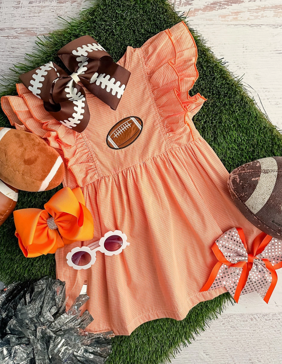 Orange Classic Gingham Football Dress