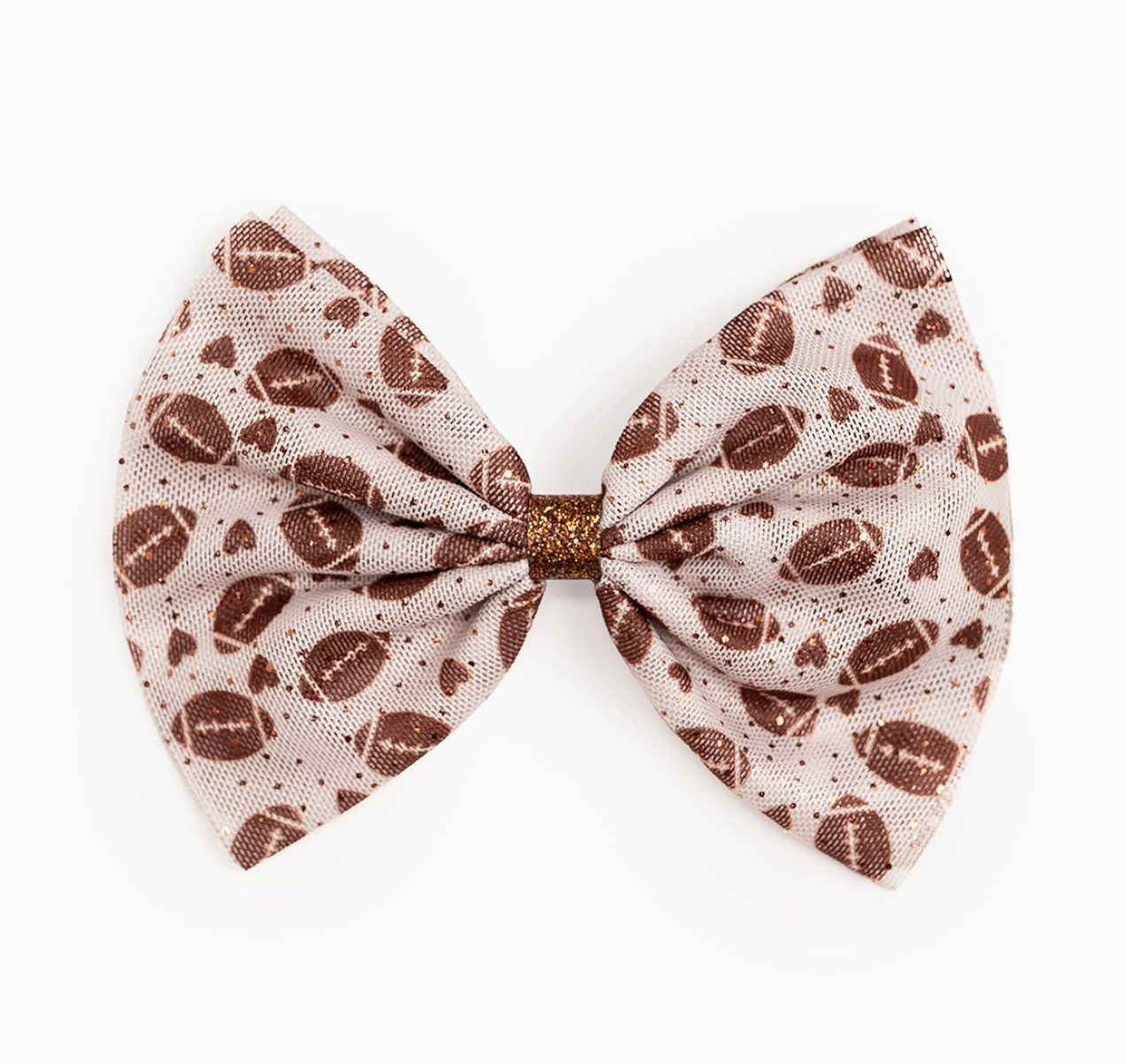 Football Love Tulle Bow Clip