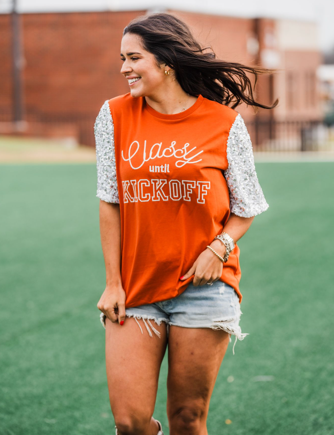 Classy Until Kickoff Top - Burnt Orange