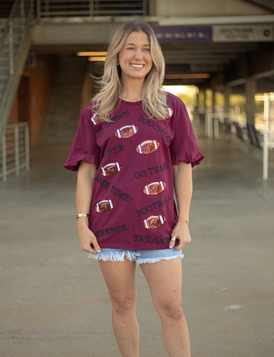 Touchdown Tee- Maroon