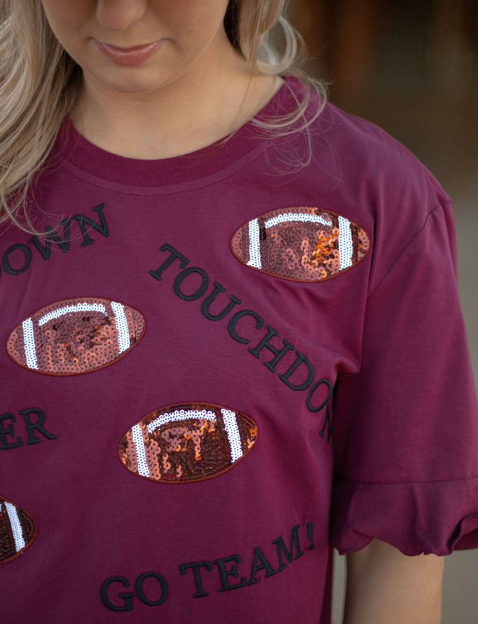 Touchdown Tee- Maroon