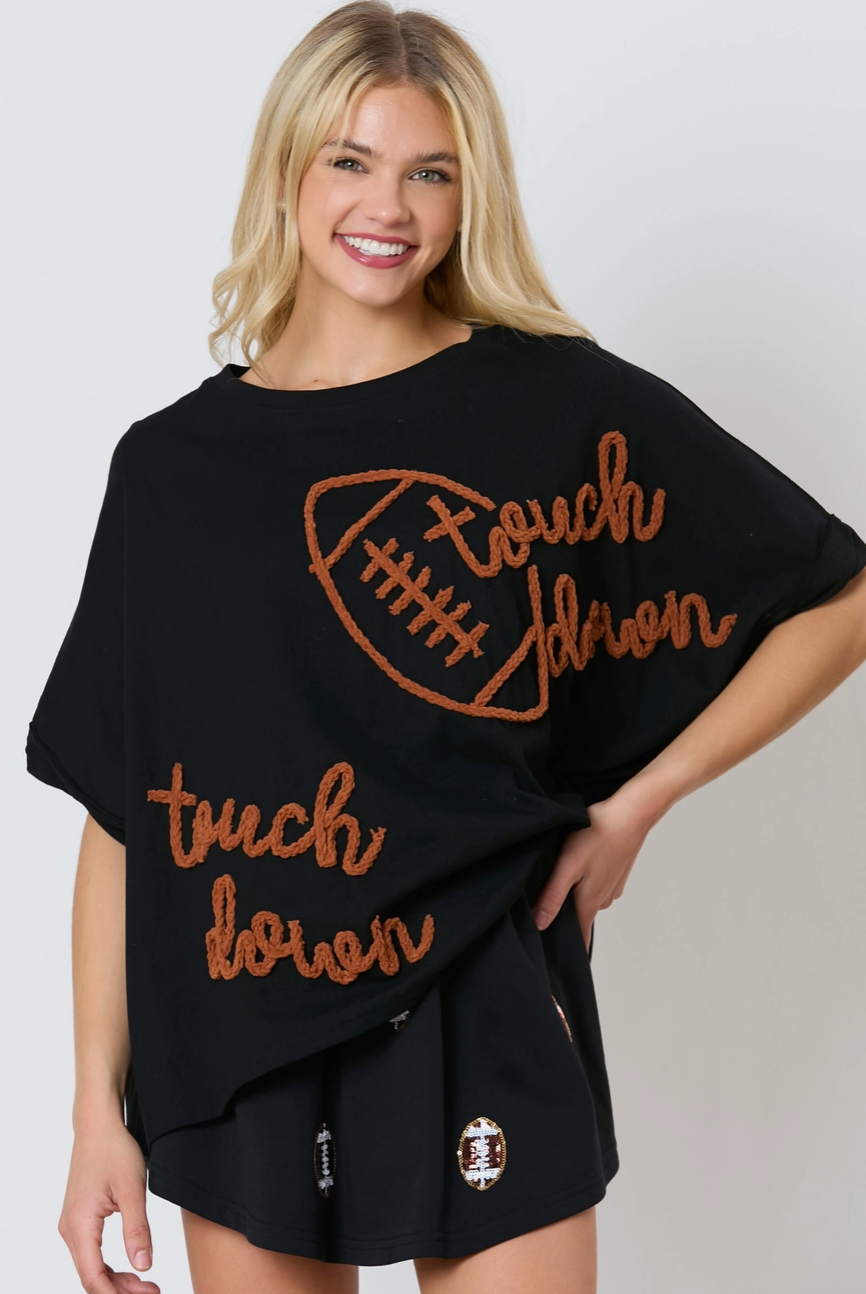 Touchdown & Football Thread Embroidery Top