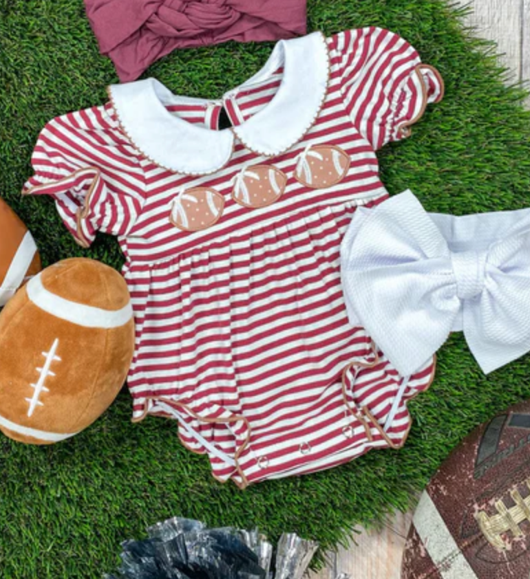 Footballs & Stripes Classic Maroon Onesie