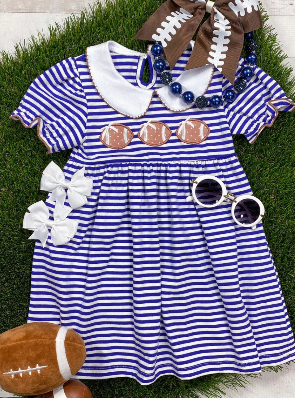 Royal Blue Striped Classic Football Dress