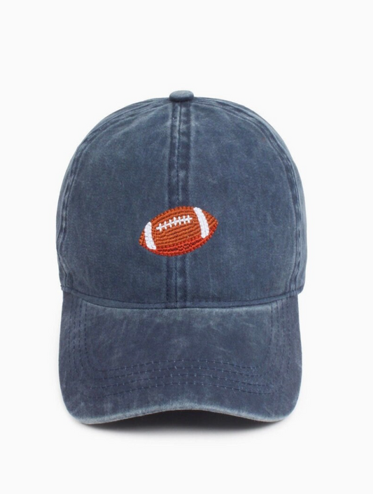 Football Embroidered Hat in Navy