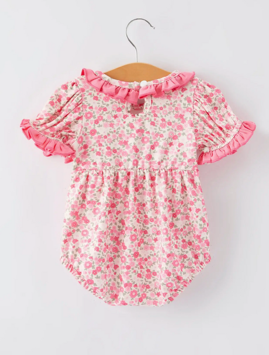 Football Smocking Bow Embroidered Girls Romper