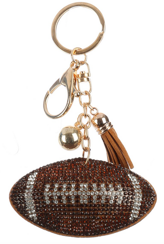 Crystal Football Helmet Tassel Keychain